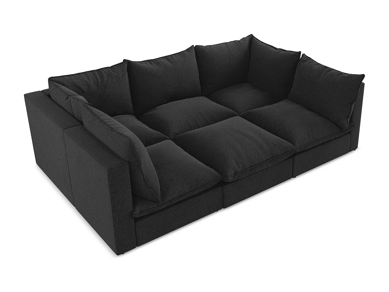 Canapé modulable 3 places en velours - noir - MANAO