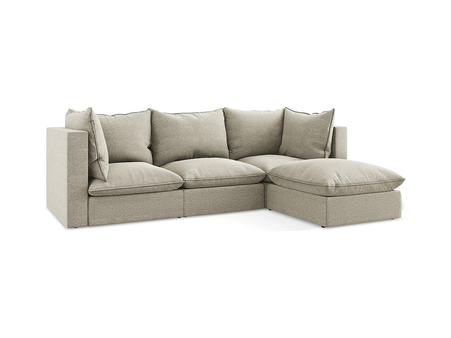 3-Sitzer Modulares Ecksofa - Ecke Rechts - Bouclé - Taupe - MANAO