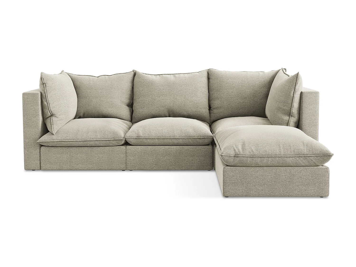 3-Sitzer Modulares Ecksofa - Ecke Rechts - Bouclé - Taupe - MANAO