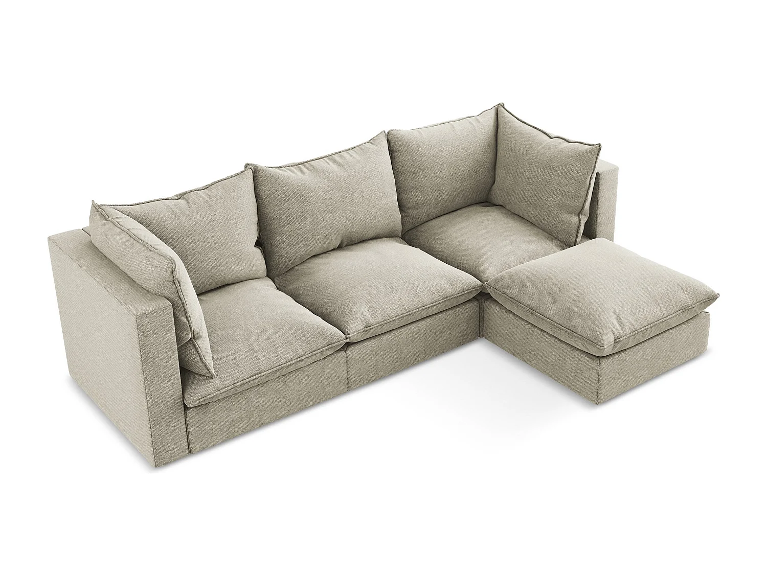3-Sitzer Modulares Ecksofa - Ecke Rechts - Bouclé - Taupe - MANAO
