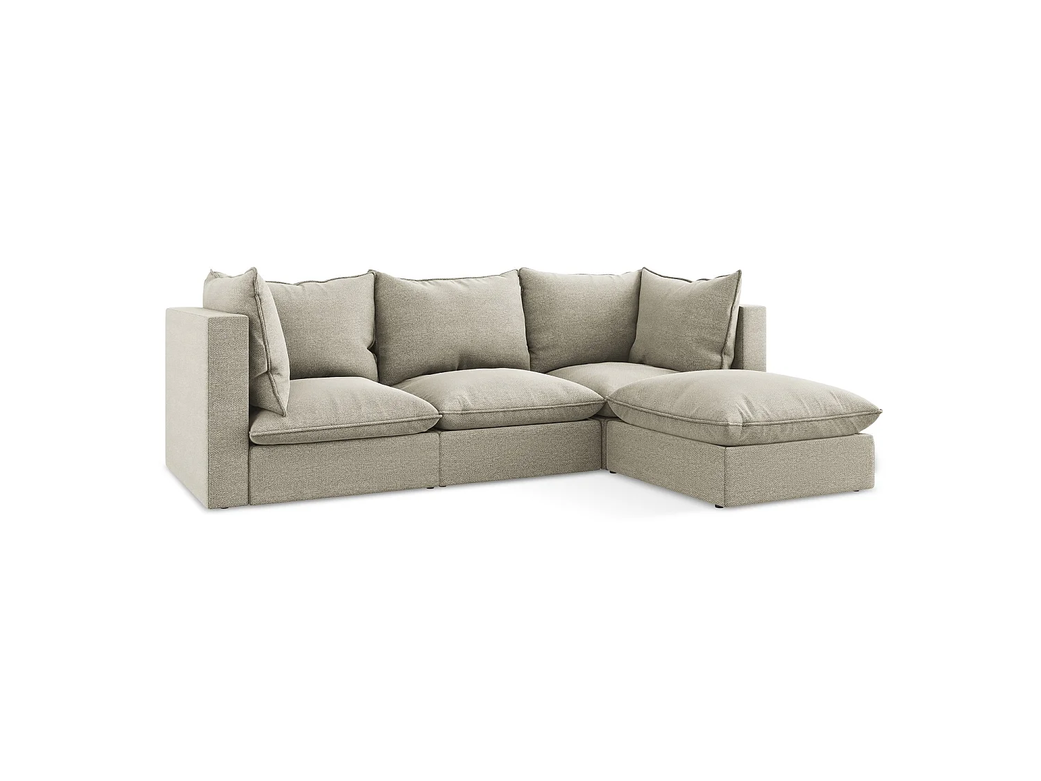 3-Sitzer Modulares Ecksofa - Ecke Rechts - Bouclé - Taupe - RAVENNA