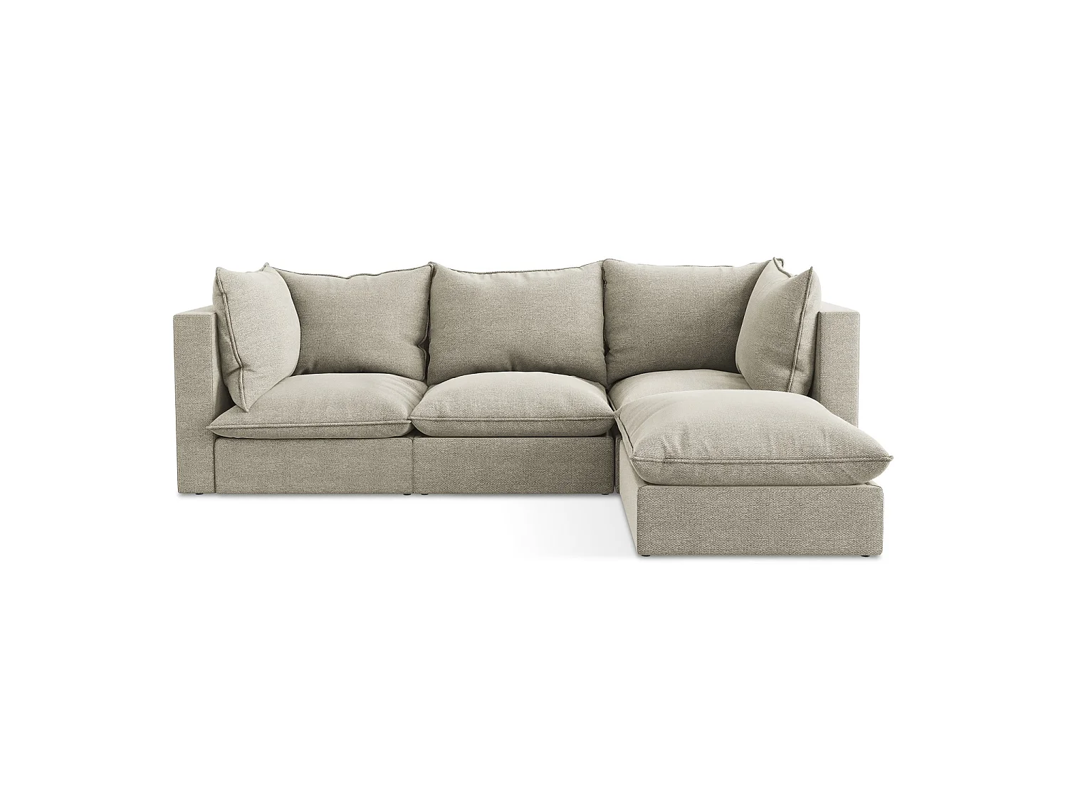 3-Sitzer Modulares Ecksofa - Ecke Rechts - Bouclé - Taupe - RAVENNA
