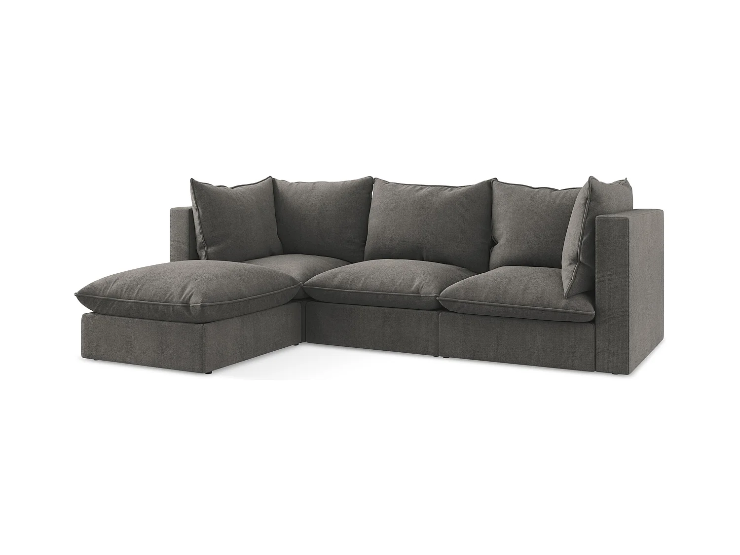 3-Sitzer Modulares Ecksofa - Ecke Links - Strukturstoff - Dunkelgrau - MANAO
