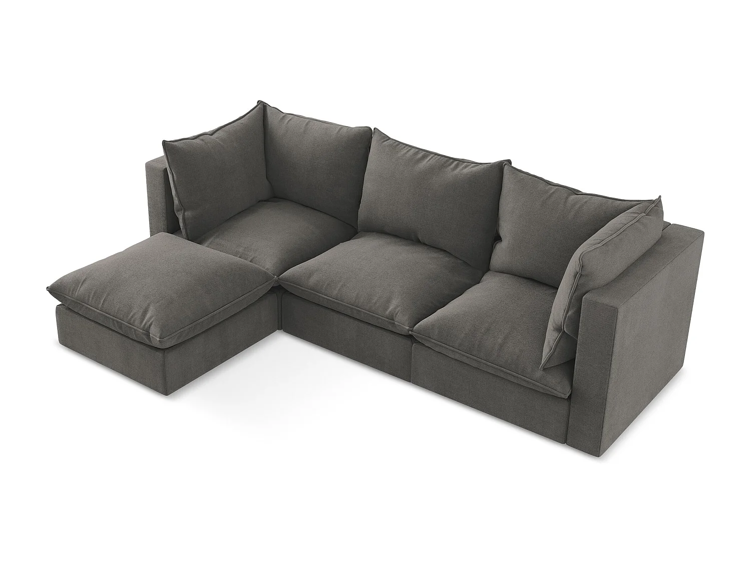 3-Sitzer Modulares Ecksofa - Ecke Links - Strukturstoff - Dunkelgrau - MANAO