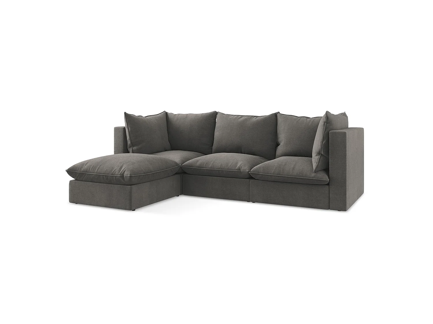 3-Sitzer Modulares Ecksofa - Ecke Links - Strukturstoff - Dunkelgrau - RAVENNA
