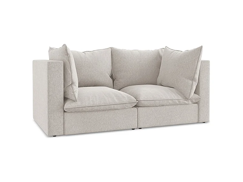 Modulares 2-Sitzer Sofa - - Samt - Hell beige - MANAO