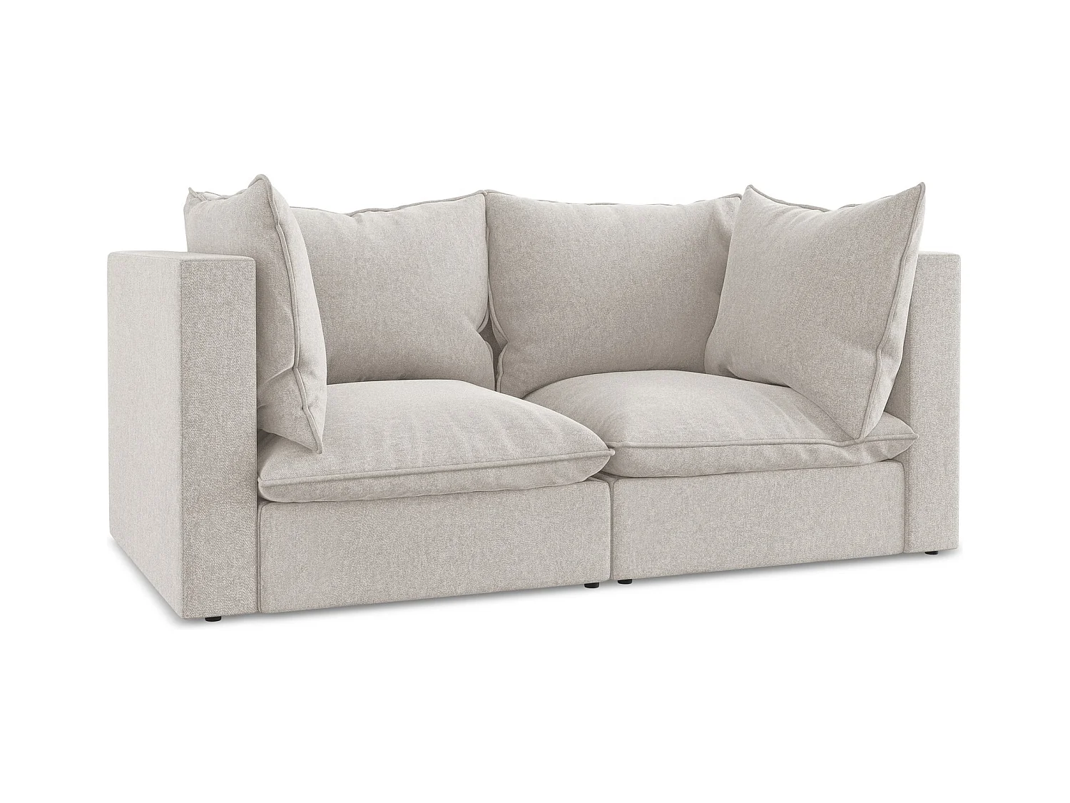 2-osobowa kanapa modułowa - z tkaniny welwetowej - jasny beż - MANAO