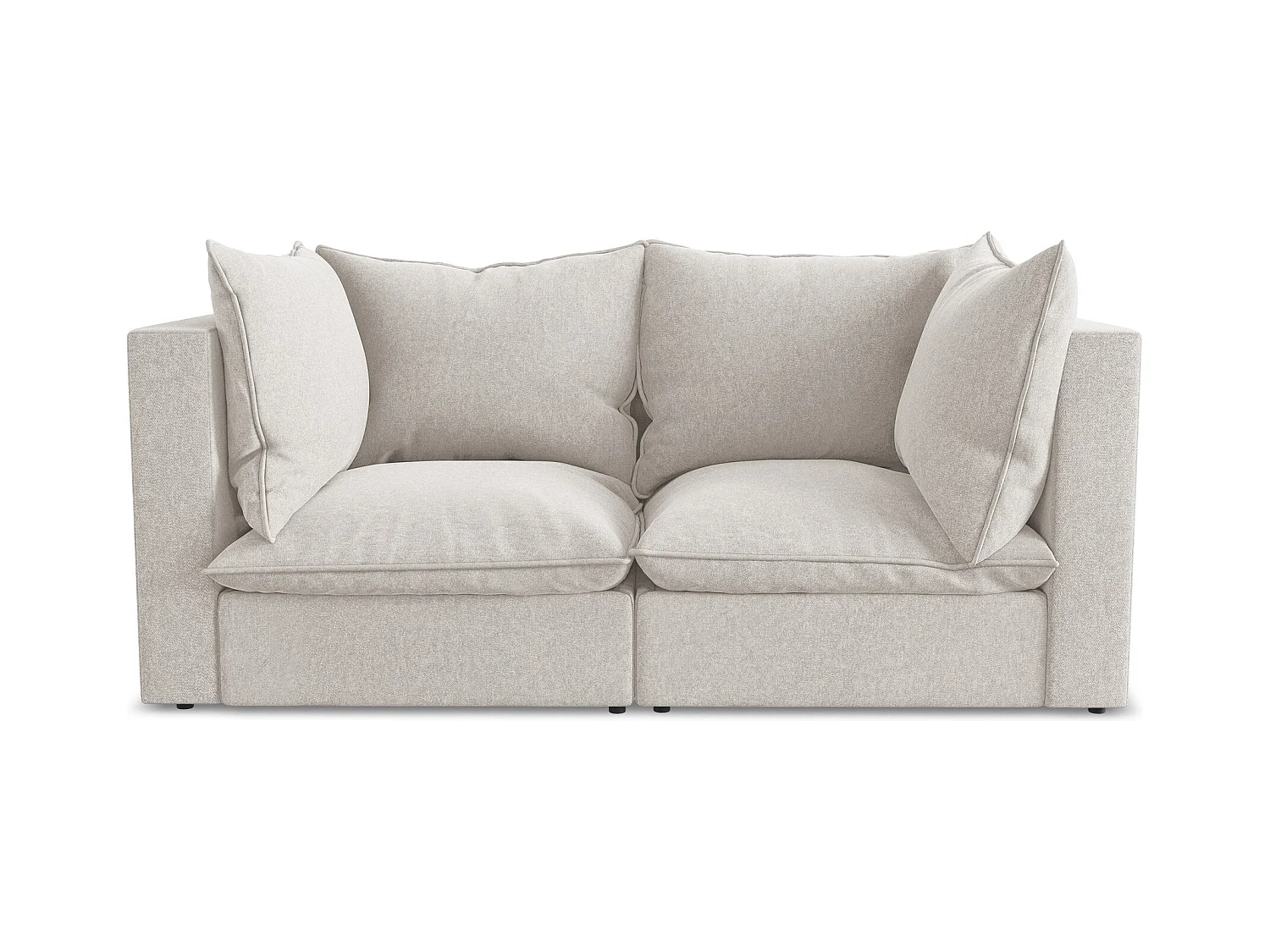 Canapé modulable 2 places en velours - beige clair - MANAO