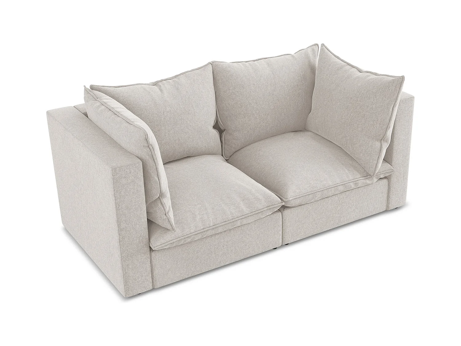 Canapé modulable 2 places en velours - beige clair - MANAO