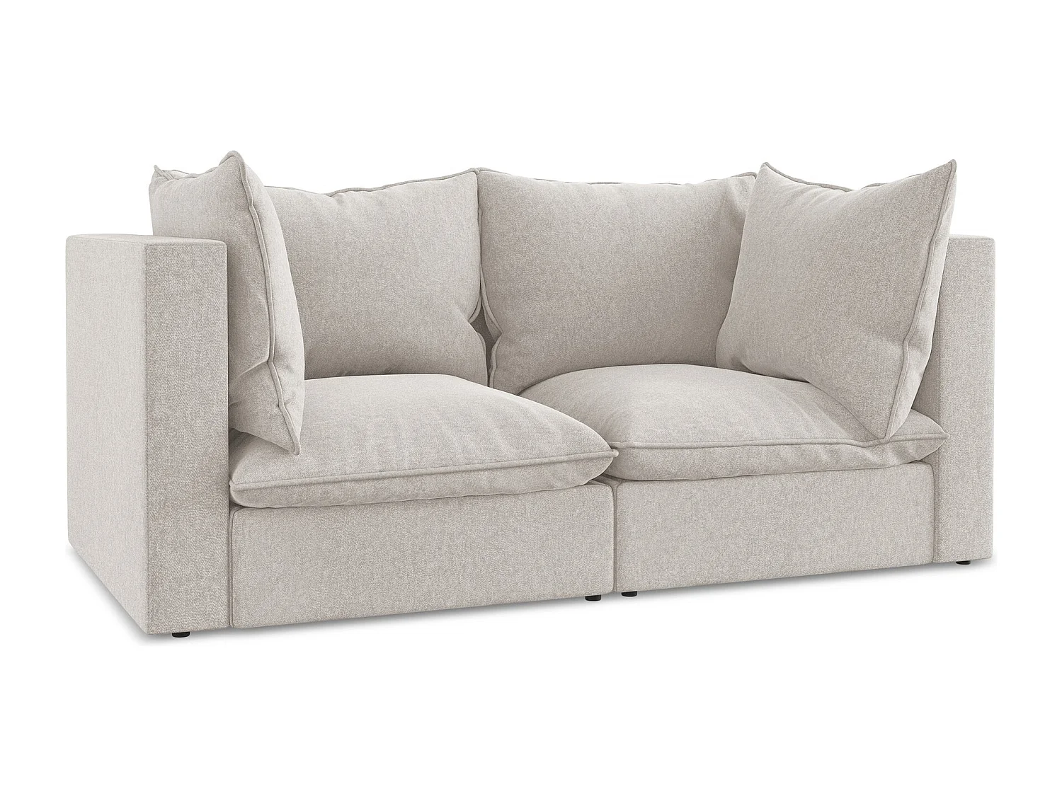 Canapé modulable 2 places en velours - beige clair - MANAO