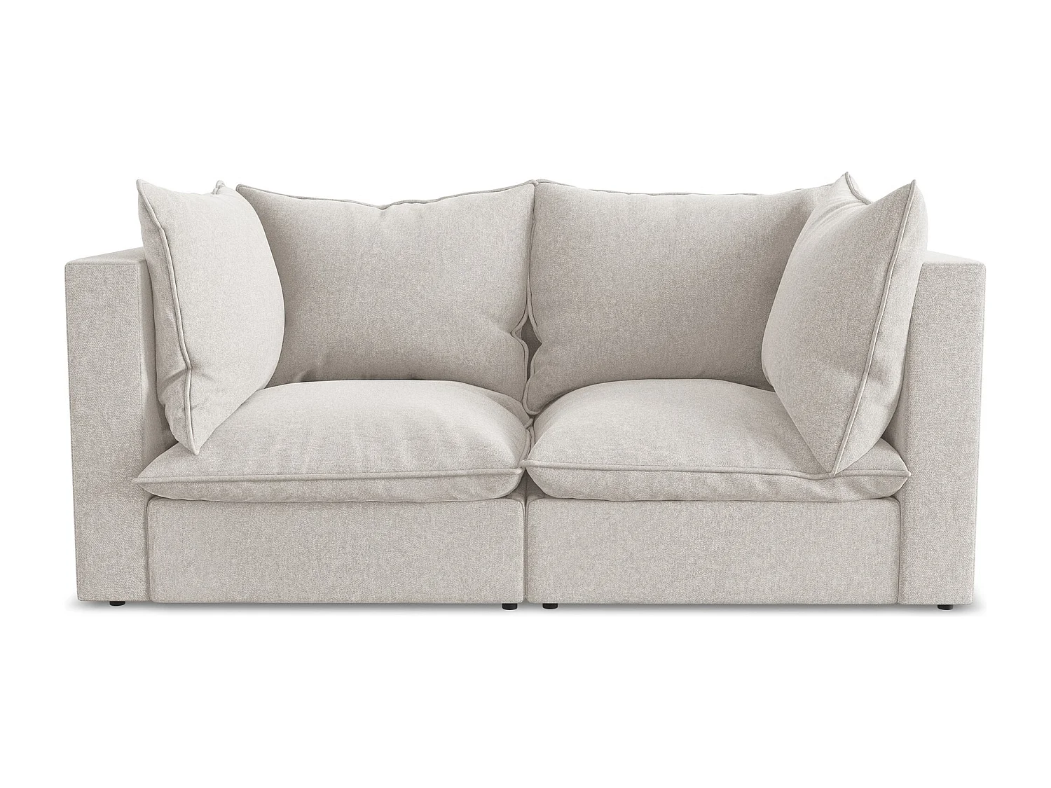 Canapé modulable 2 places en velours - beige clair - MANAO