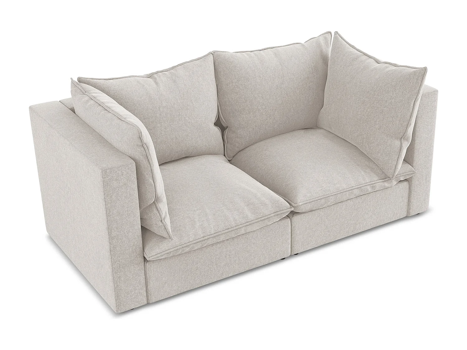 Canapé modulable 2 places en velours - beige clair - MANAO