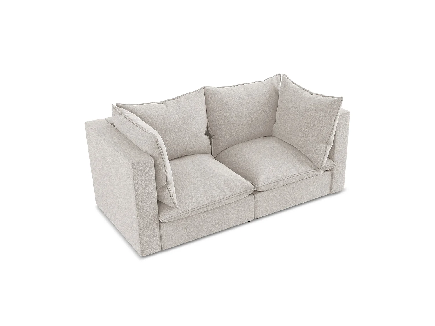 Modulares 2-Sitzer Sofa - - Samt - Hell beige - RAVENNA