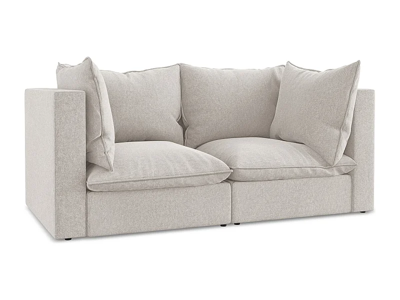 Canapé modulable 2 places en velours - beige clair - MANAO