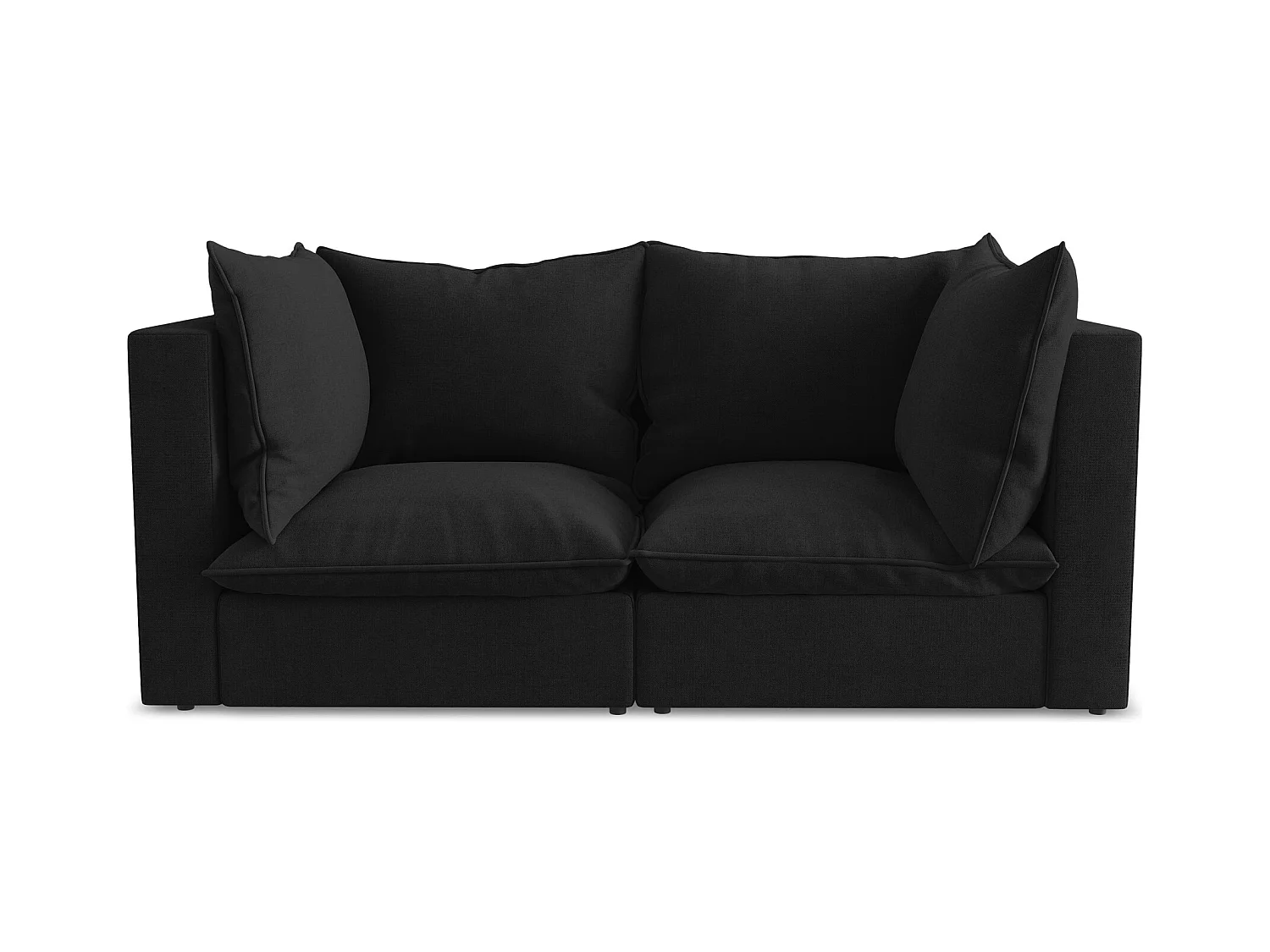 Canapé modulable 2 places en tissu texturé - noir - MANAO