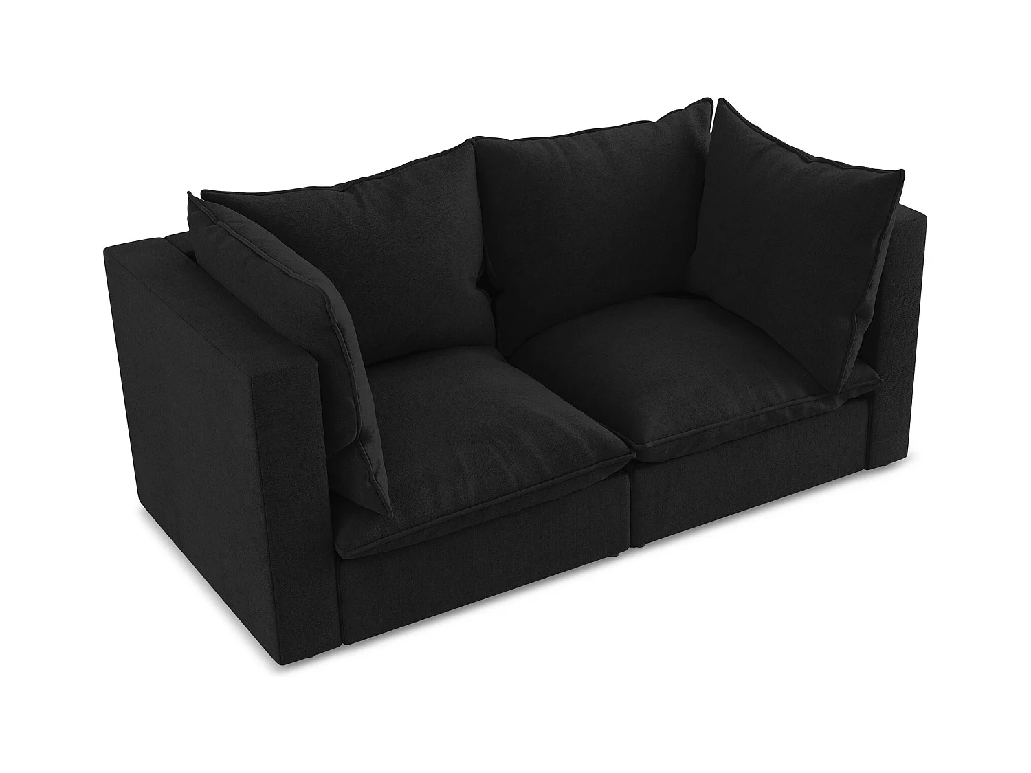 Canapé modulable 2 places en tissu texturé - noir - MANAO