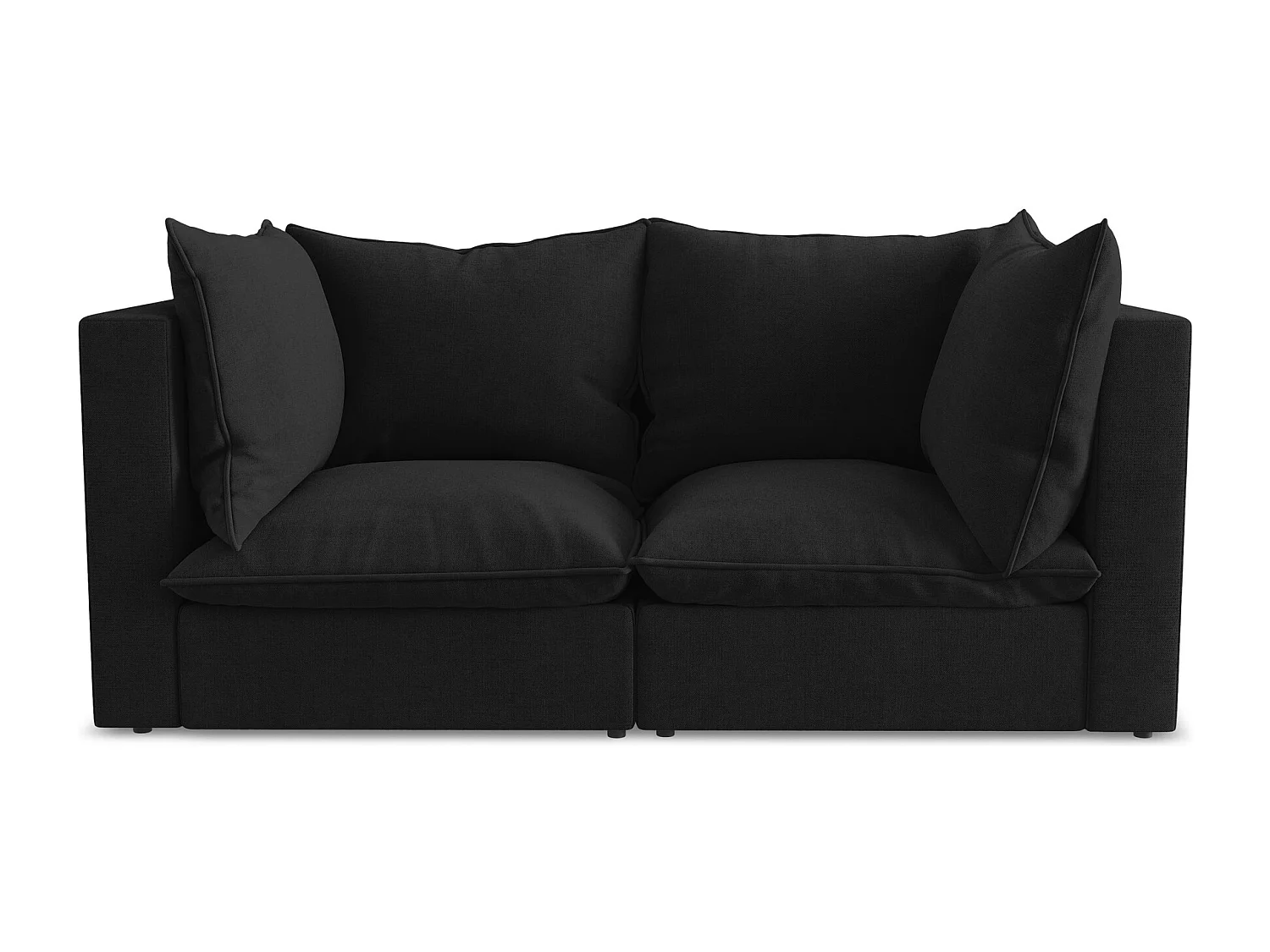 Canapé modulable 2 places en tissu texturé - noir - MANAO