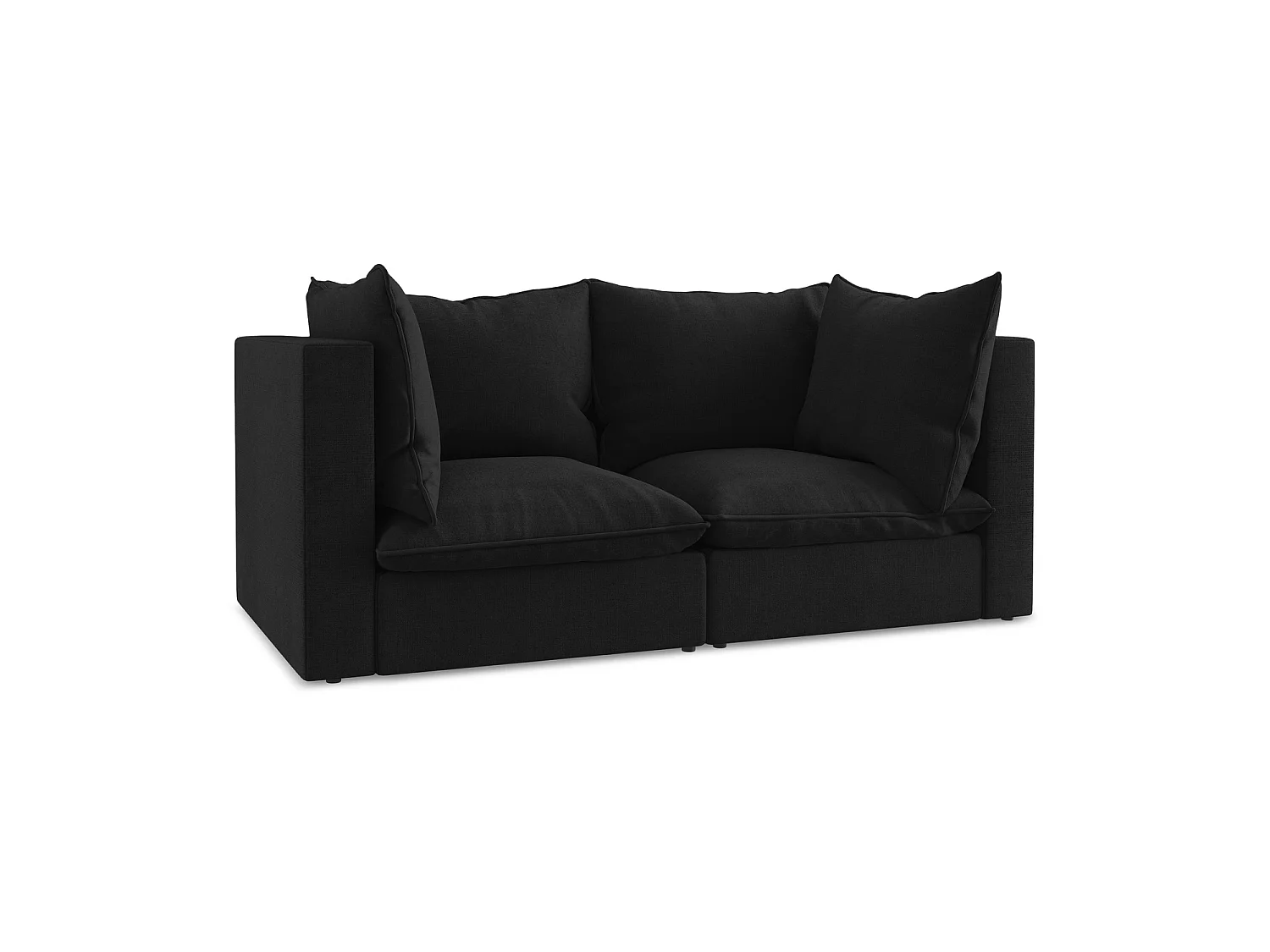 Tweezits modulaire bank van zwart textuurstof - RAVENNA