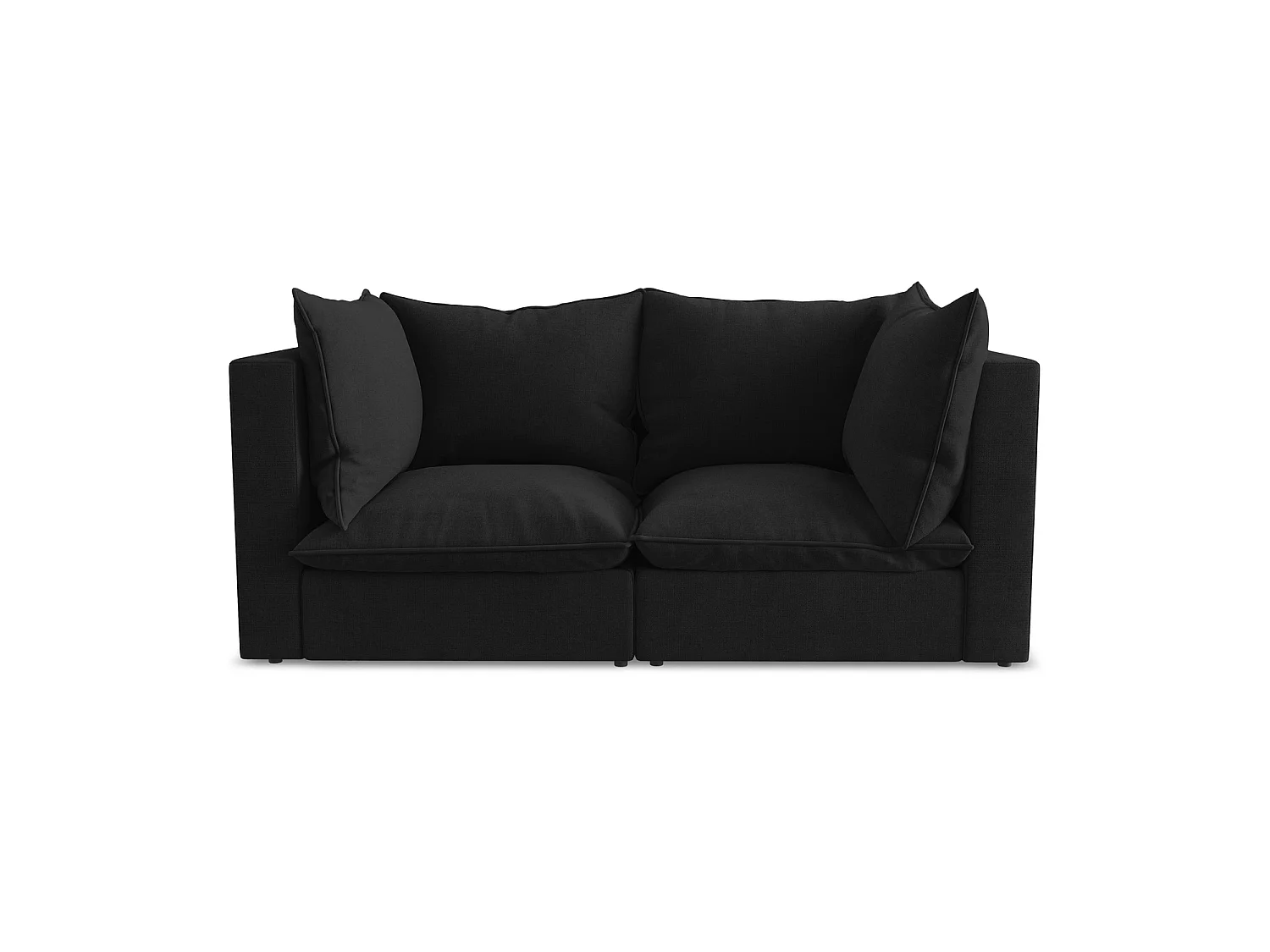 Tweezits modulaire bank van zwart textuurstof - RAVENNA