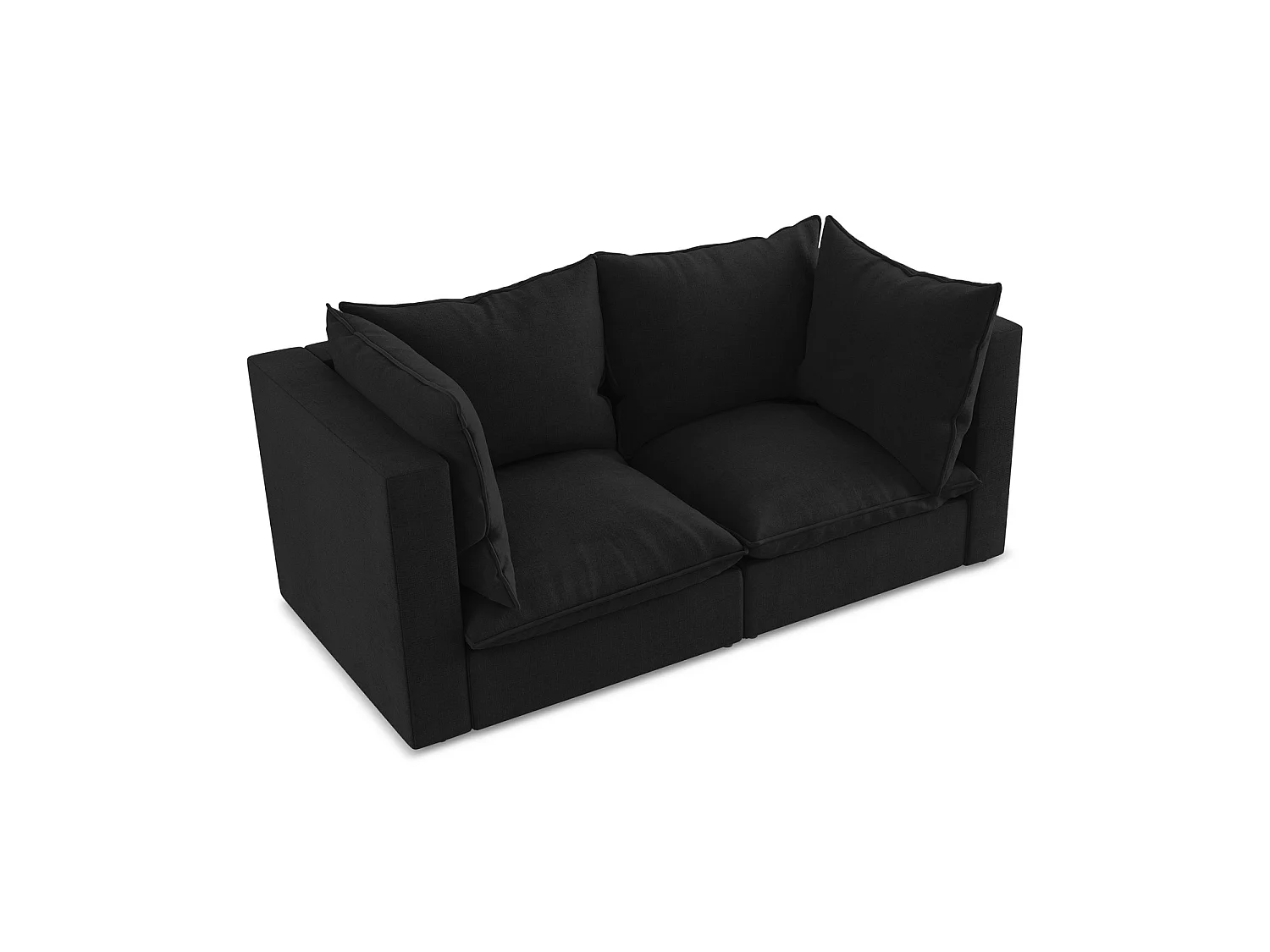 Tweezits modulaire bank van zwart textuurstof - RAVENNA
