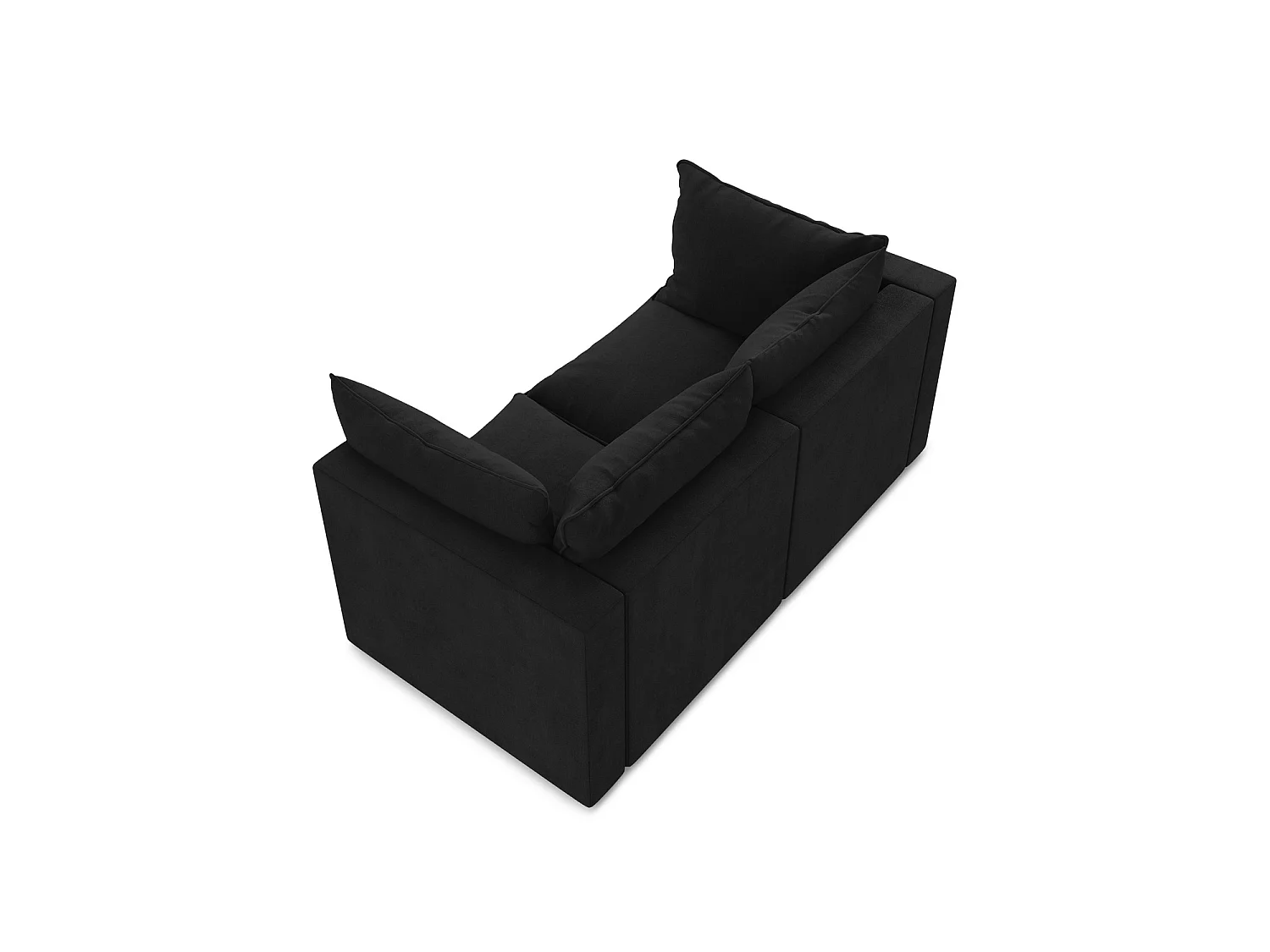 Tweezits modulaire bank van zwart textuurstof - RAVENNA