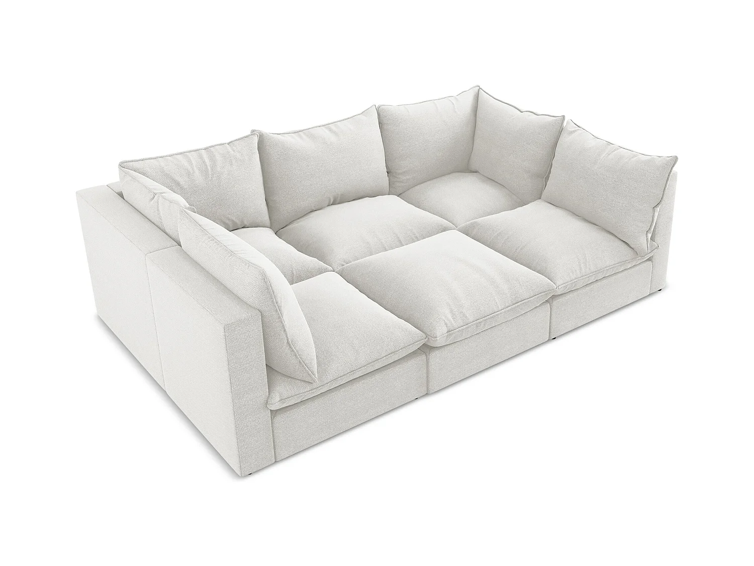 Canapé modulable 3 places en tissu bouclette - blanc - MANAO