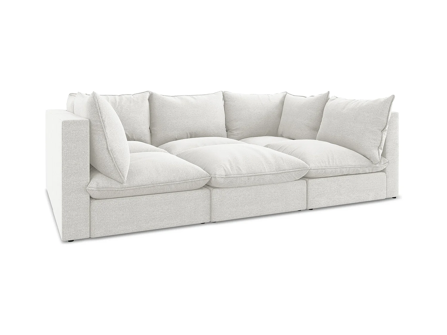 Canapé modulable 3 places en tissu bouclette - blanc - MANAO