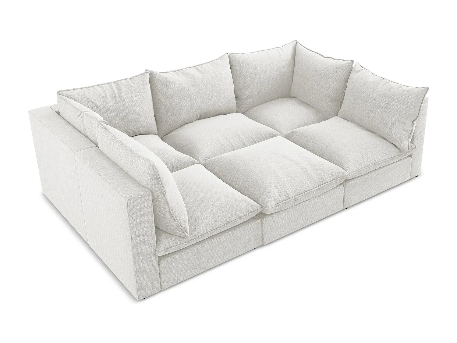 Canapé modulable 3 places en tissu bouclette - blanc - MANAO