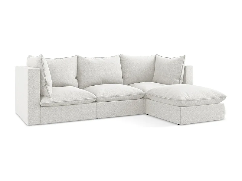 3-Sitzer Modulares Ecksofa - Ecke Rechts - Bouclé - Weiß - MANAO