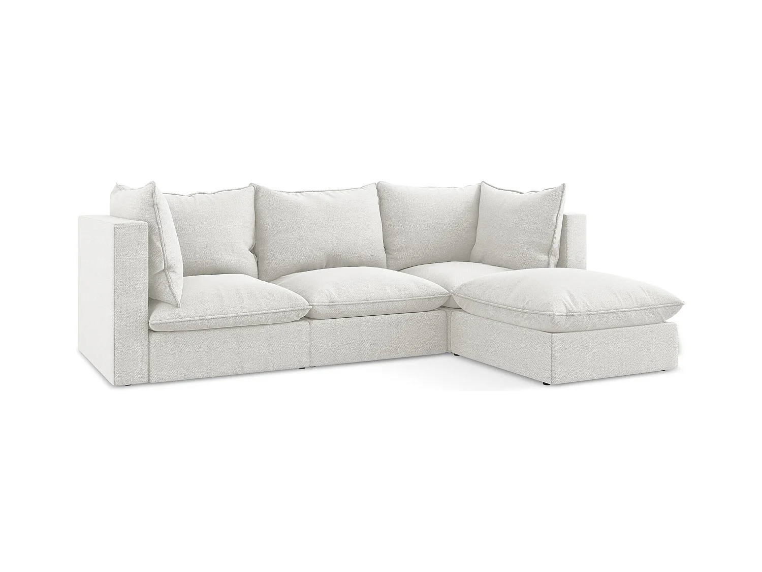3-Sitzer Modulares Ecksofa - Ecke Rechts - Bouclé - Weiß - MANAO