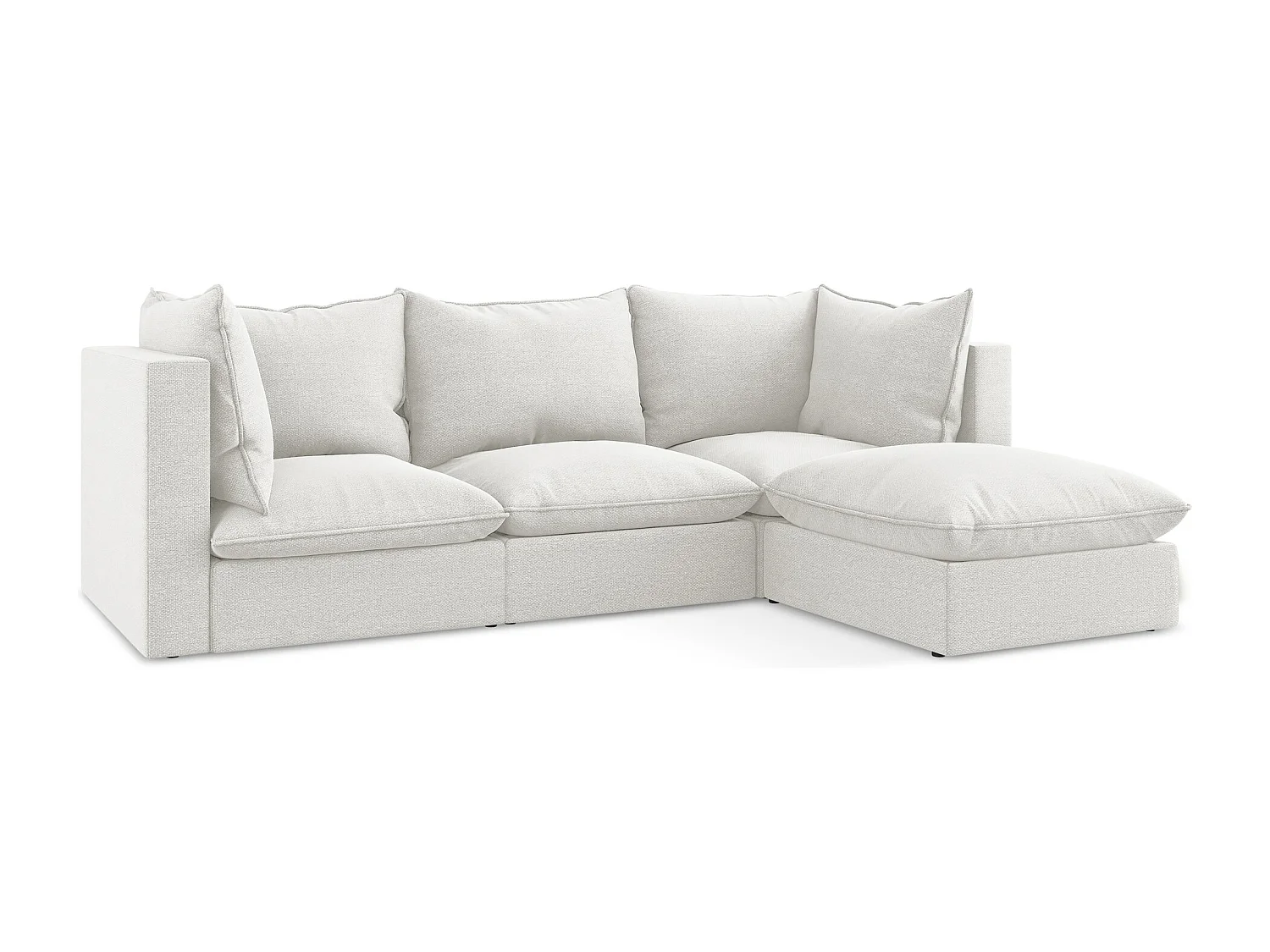 3-Sitzer Modulares Ecksofa - Ecke Rechts - Bouclé - Weiß - MANAO