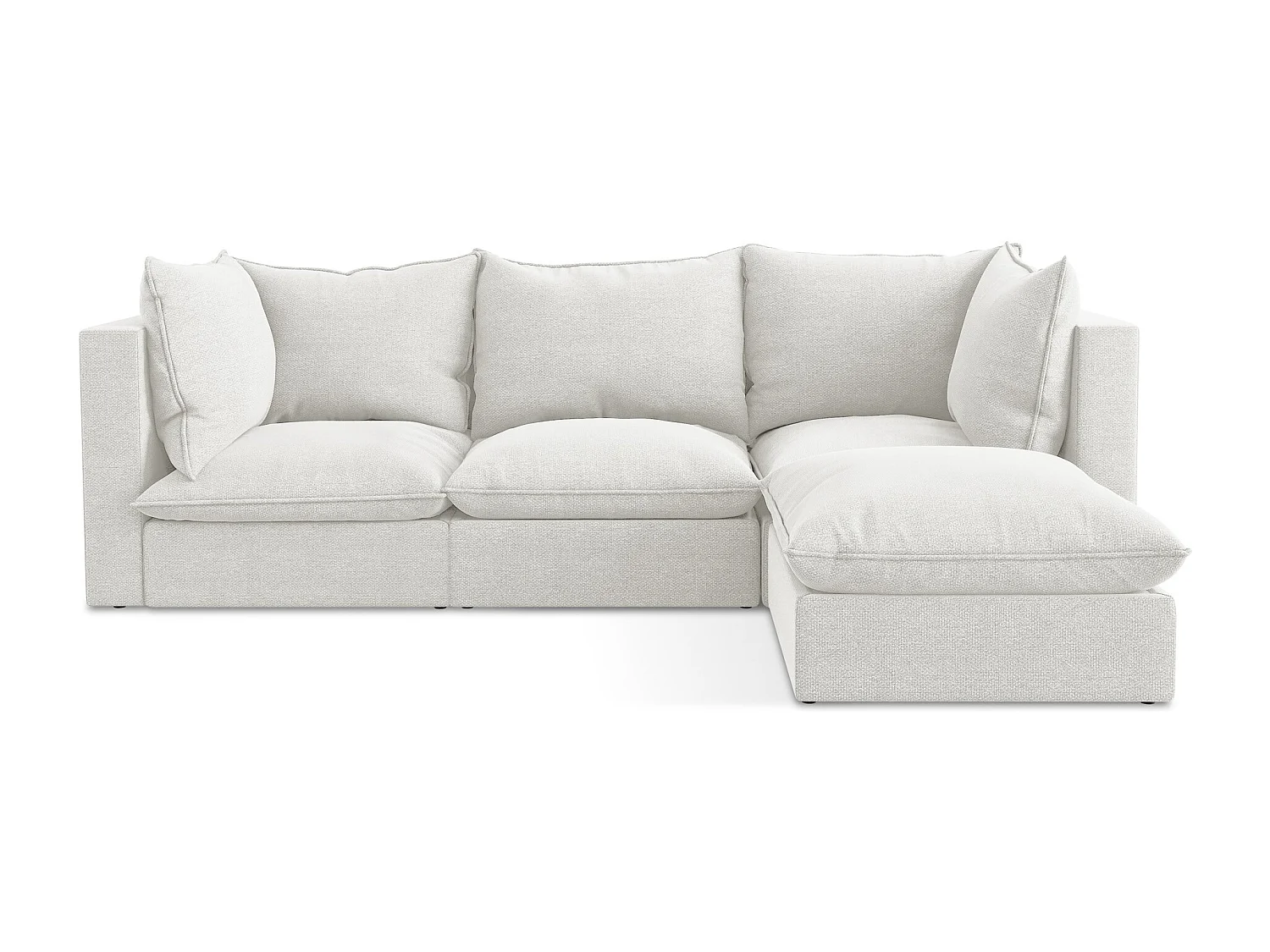 3-Sitzer Modulares Ecksofa - Ecke Rechts - Bouclé - Weiß - MANAO