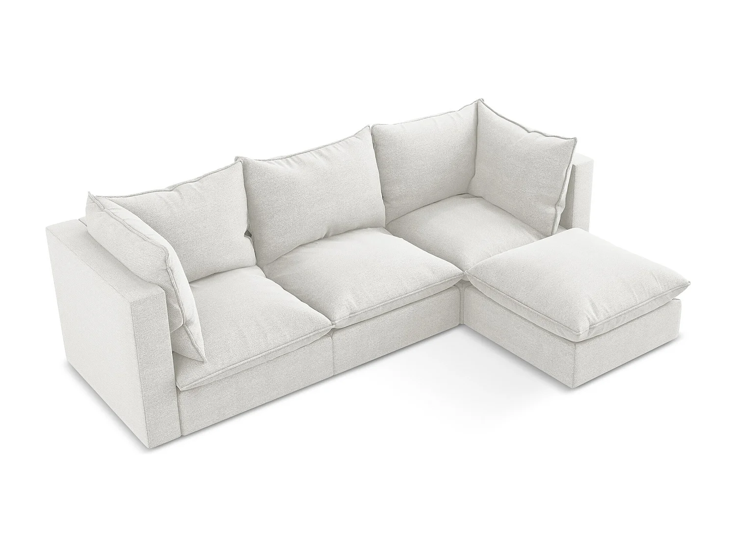 3-Sitzer Modulares Ecksofa - Ecke Rechts - Bouclé - Weiß - MANAO