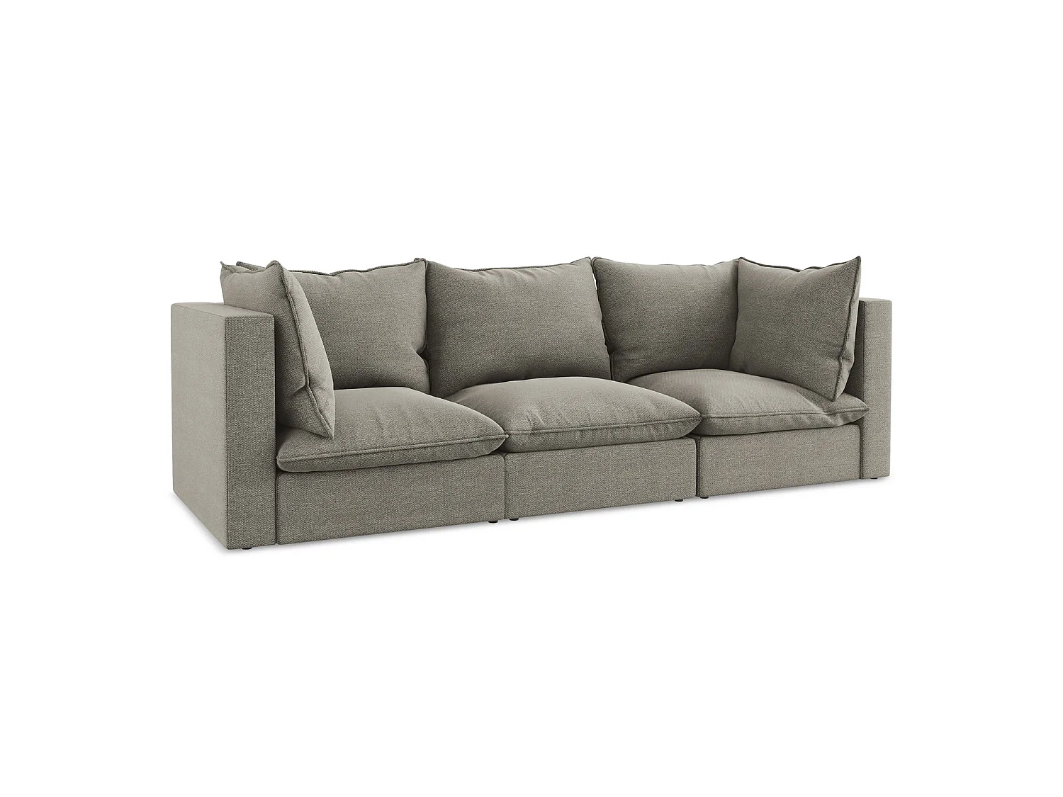 Driezits modulaire bank van grijs bouclé - RAVENNA