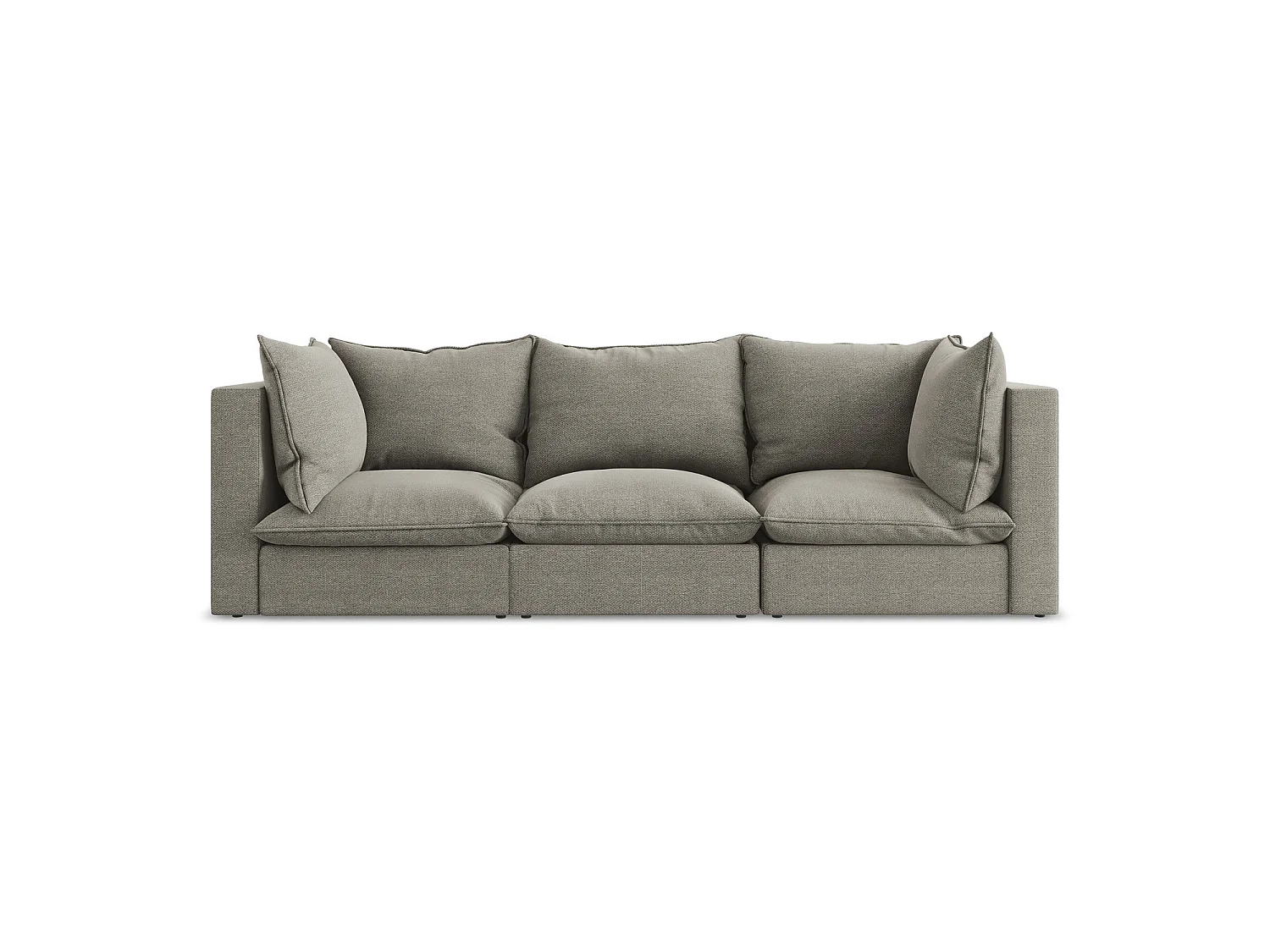 Driezits modulaire bank van grijs bouclé - RAVENNA