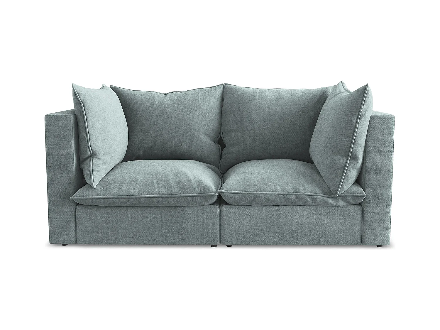 Canapé modulable 2 places en tissu texturé - jeans - MANAO