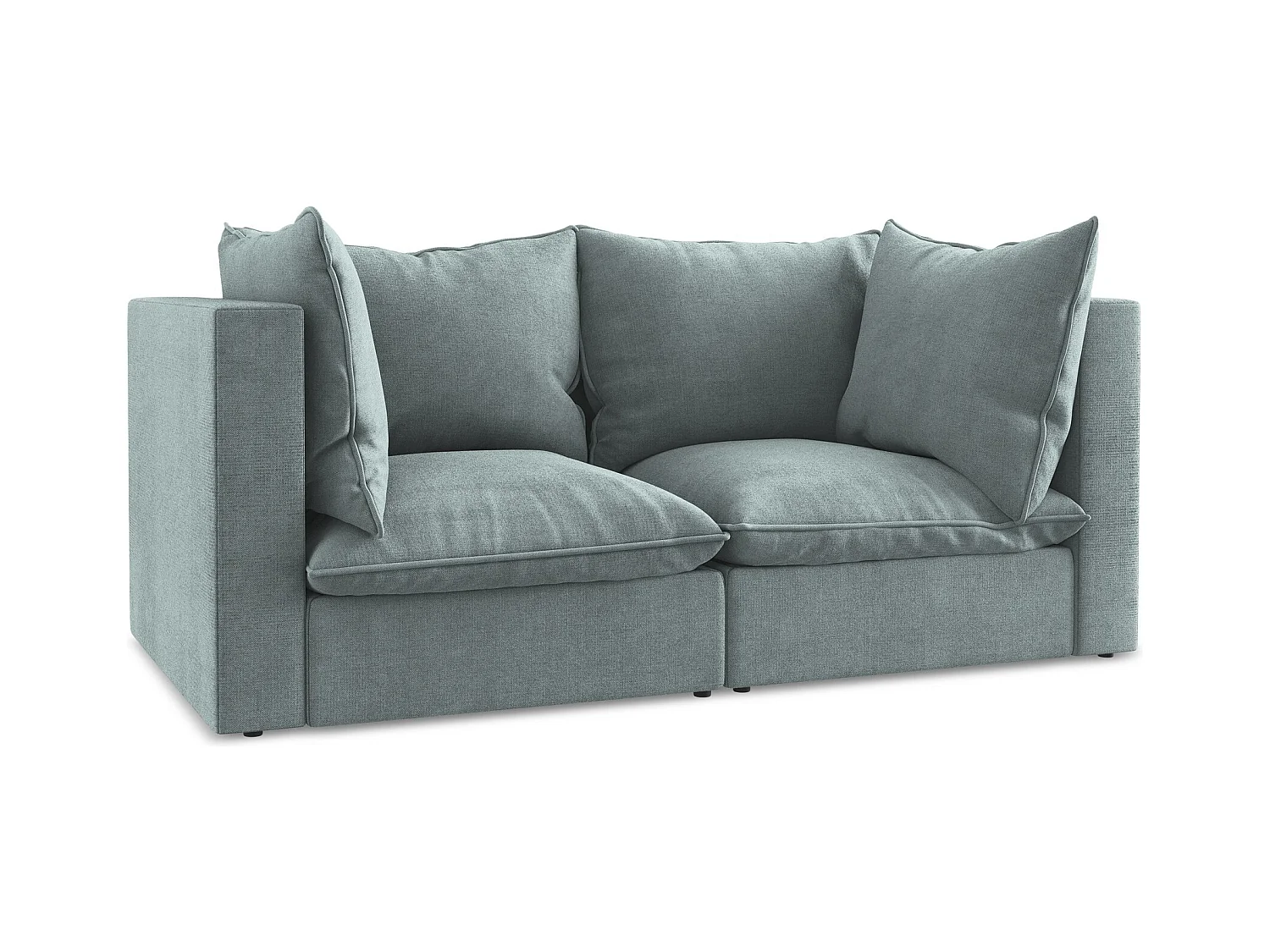 Modulares 2-Sitzer Sofa - - Strukturstoff - Jeans - MANAO
