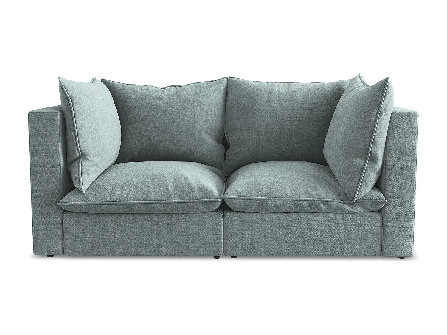 Canapé modulable 2 places en tissu texturé - jeans - MANAO