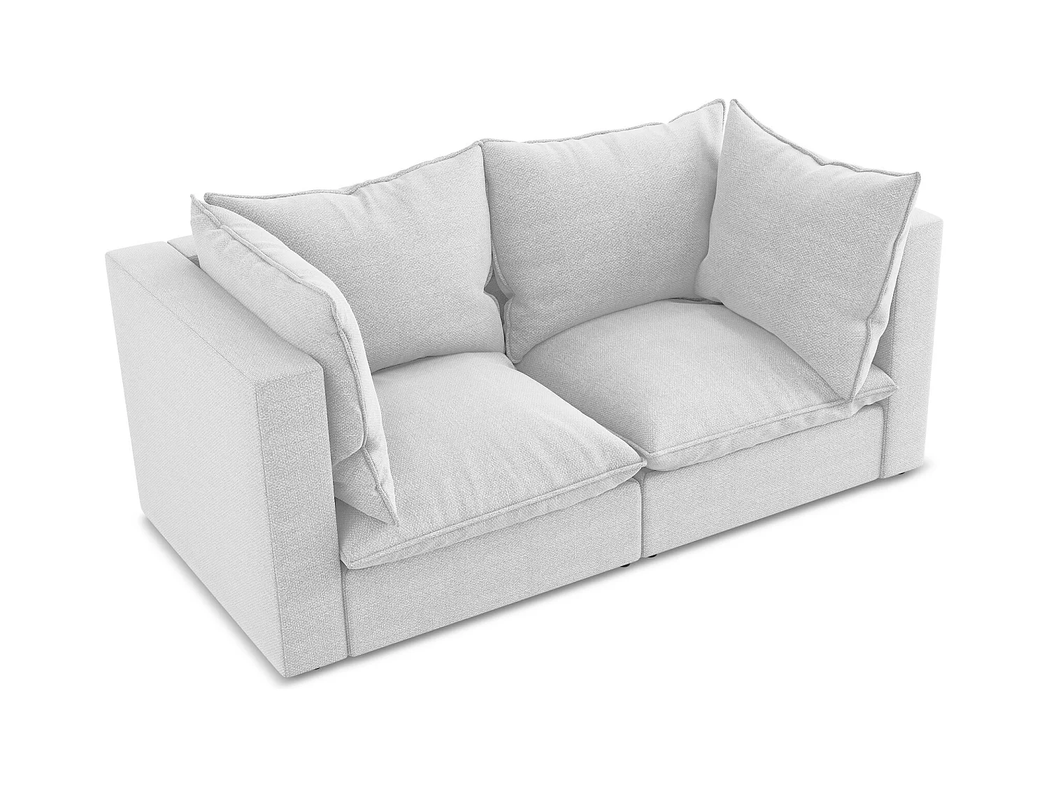 Canapé modulable 2 places en tissu bouclette - argent - MANAO