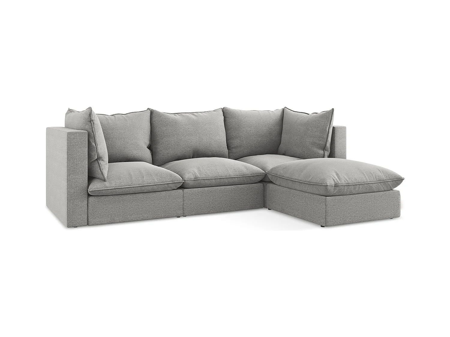 3-Sitzer Modulares Ecksofa - Ecke Rechts - Bouclé - Hellgrau - MANAO