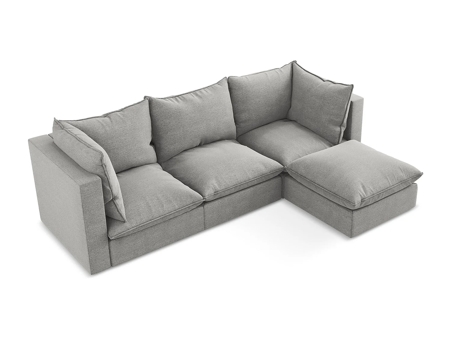 Narożnik prawostronny - z tkaniny bouclé - jasny szary - MANAO