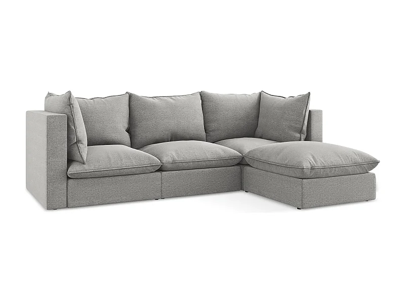 3-Sitzer Modulares Ecksofa - Ecke Rechts - Bouclé - Hellgrau - MANAO