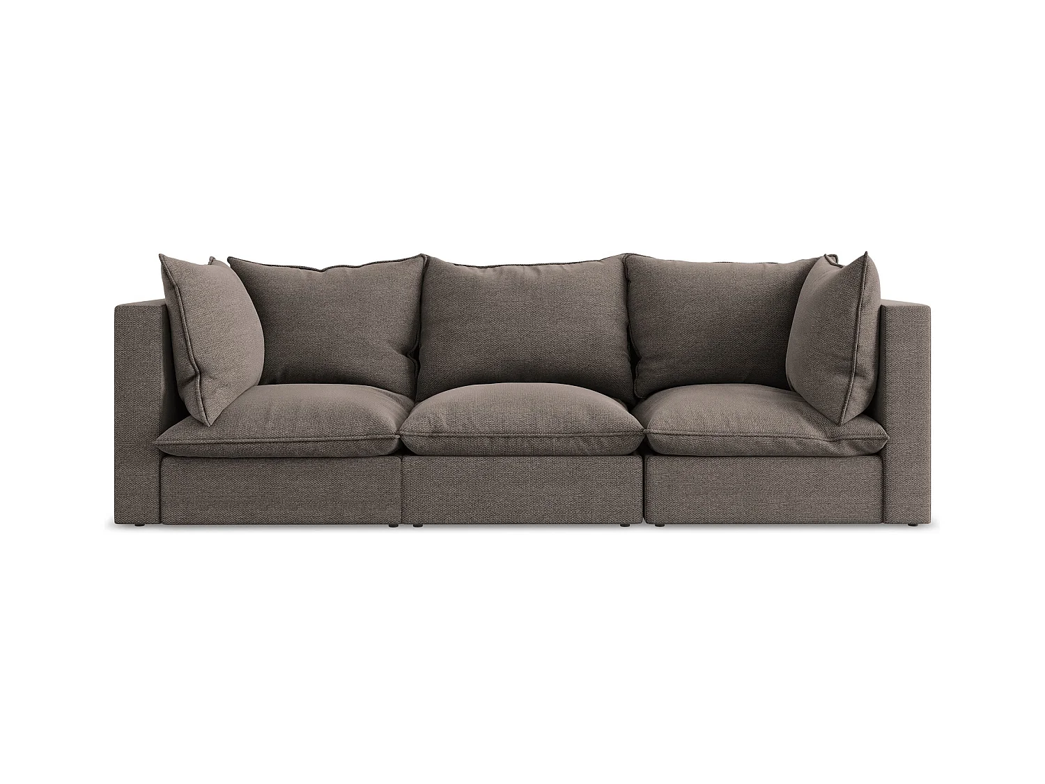 Canapé modulable 3 places en tissu bouclette - chocolat - MANAO