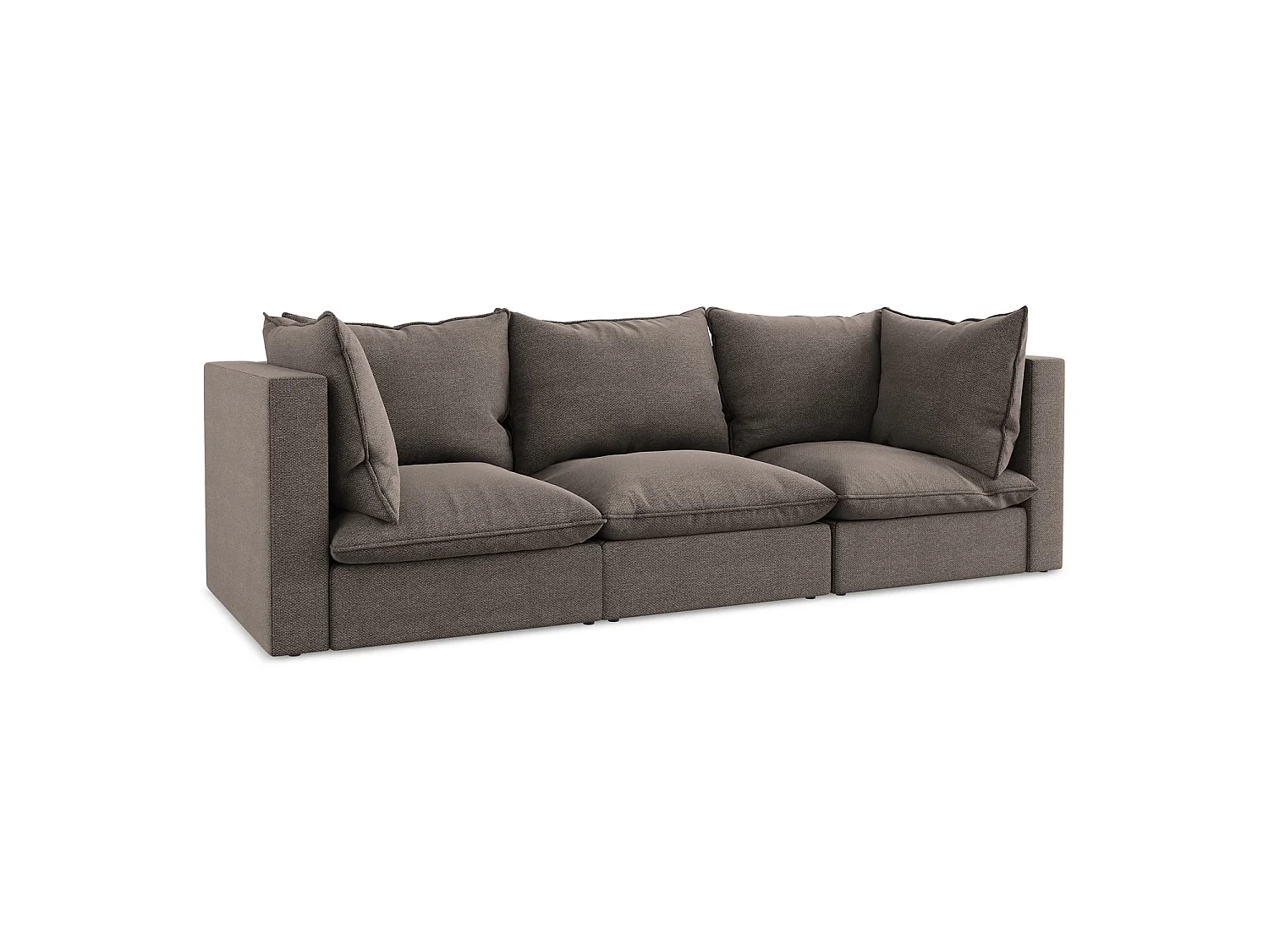 Driezits modulaire bank van chocolade bouclé - RAVENNA