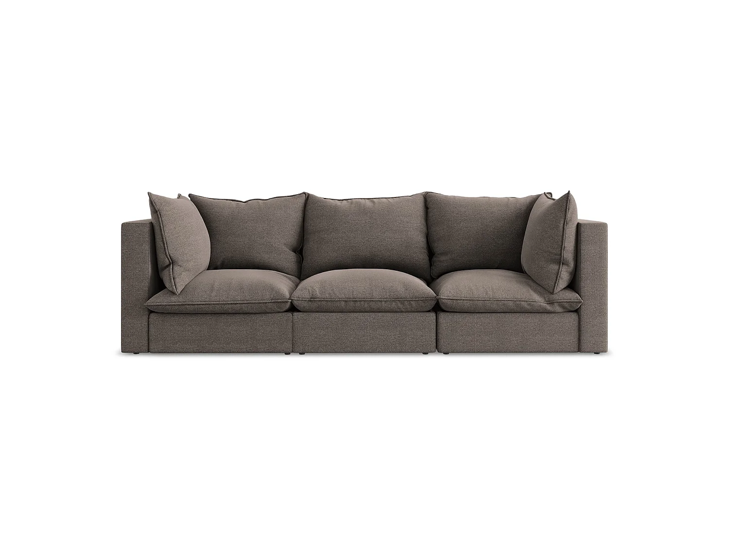 Driezits modulaire bank van chocolade bouclé - RAVENNA