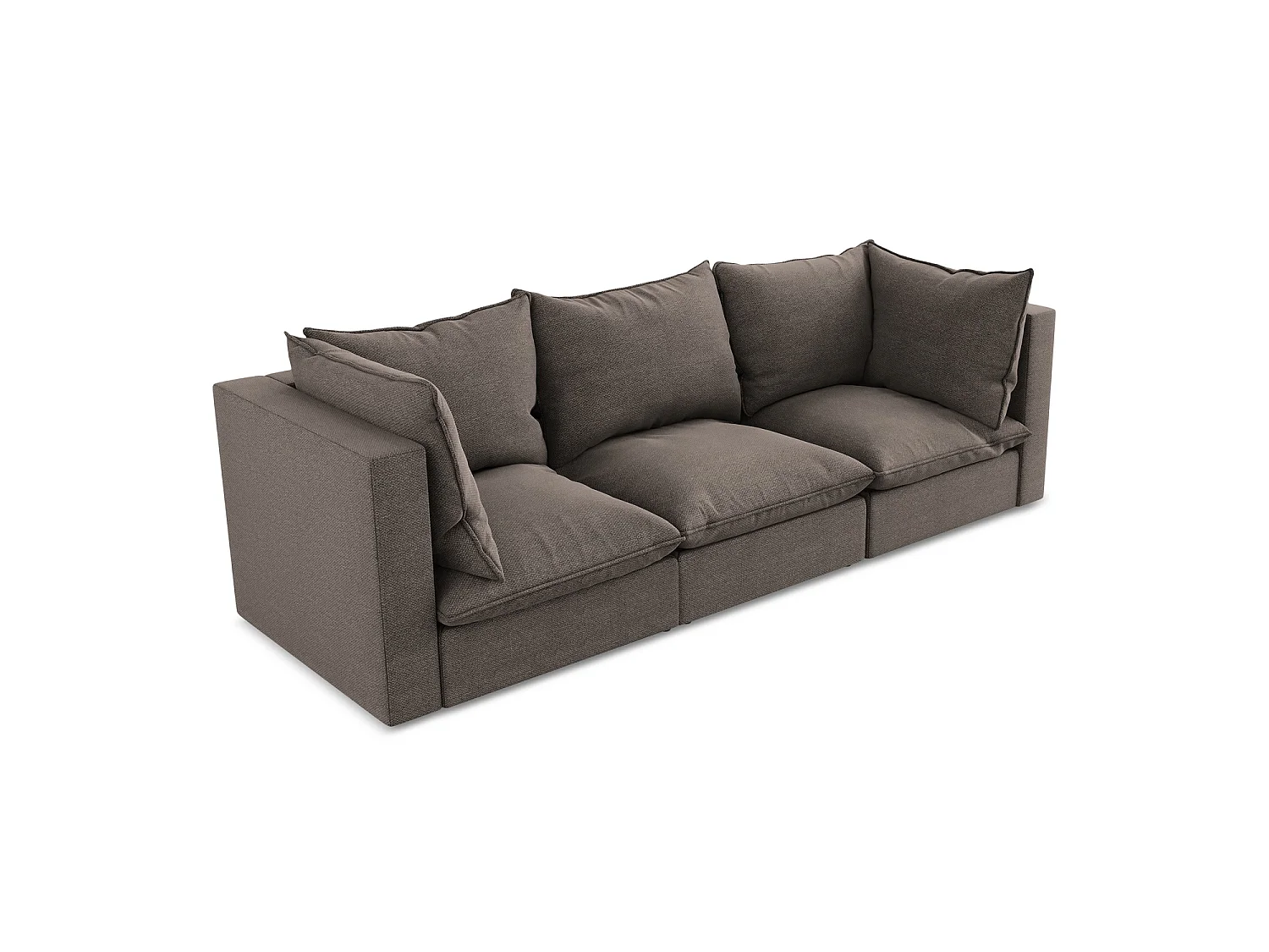 Driezits modulaire bank van chocolade bouclé - RAVENNA