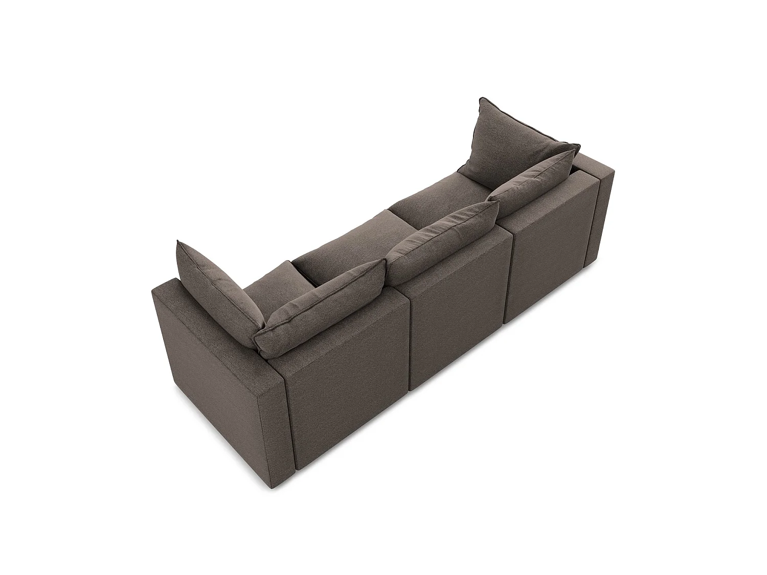 Driezits modulaire bank van chocolade bouclé - RAVENNA