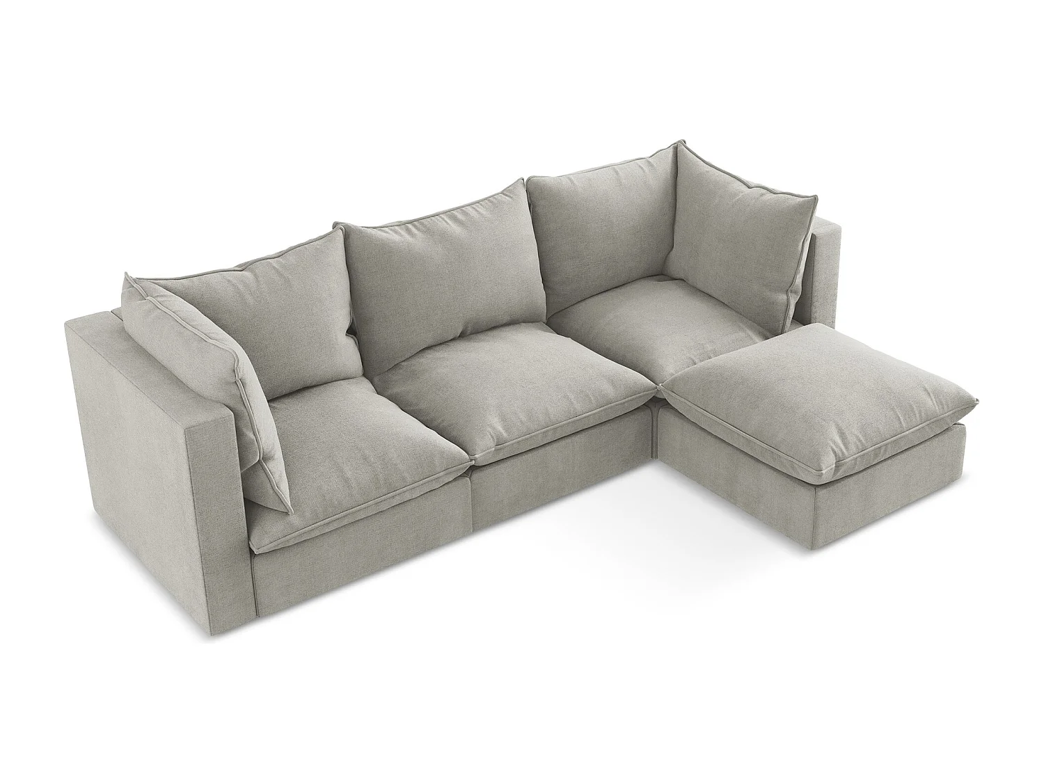 Narożnik prawostronny - z tkaniny strukturalnej - jasny szary - MANAO