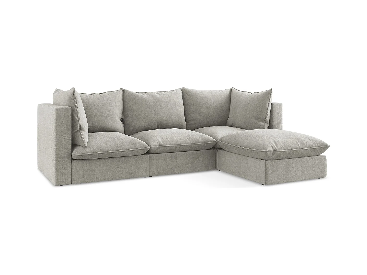 3-Sitzer Modulares Ecksofa - Ecke Rechts - Strukturstoff - Hellgrau - MANAO