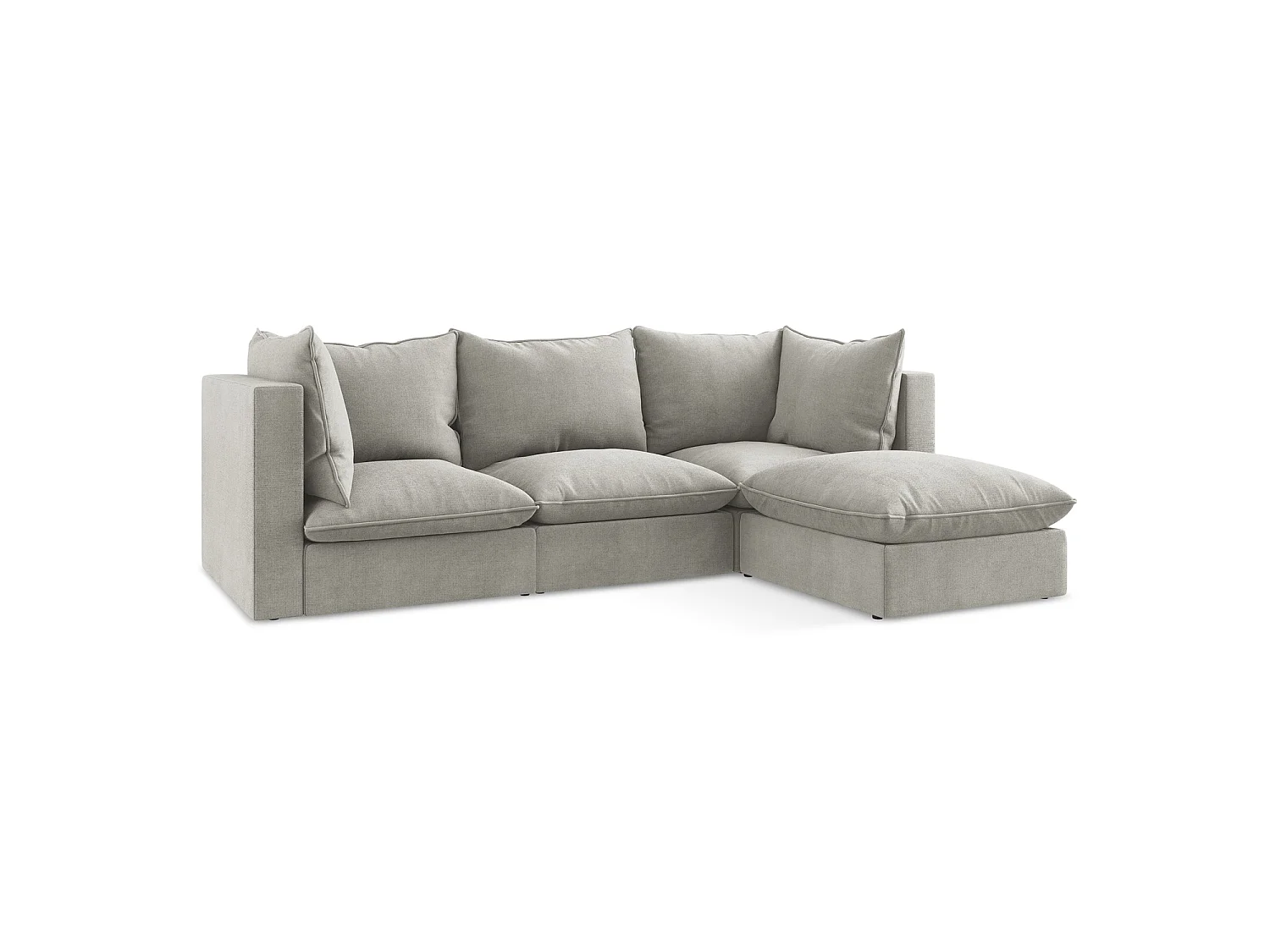 3-Sitzer Modulares Ecksofa - Ecke Rechts - Strukturstoff - Hellgrau - RAVENNA